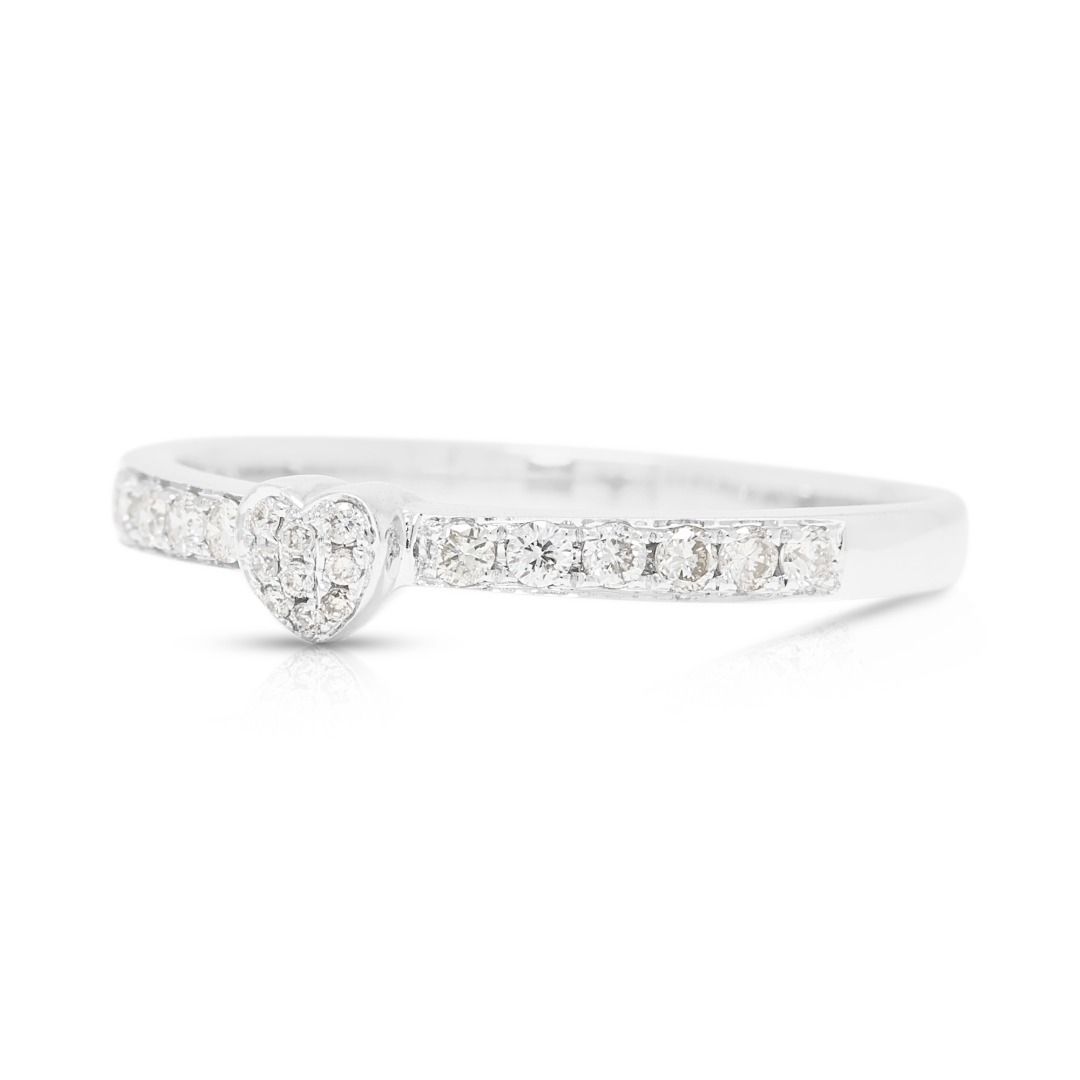 Romantic 0.16ct Diamond Heart Ring in 18K White Gold