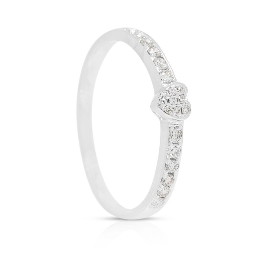 Romantic 0.16ct Diamond Heart Ring in 18K White Gold