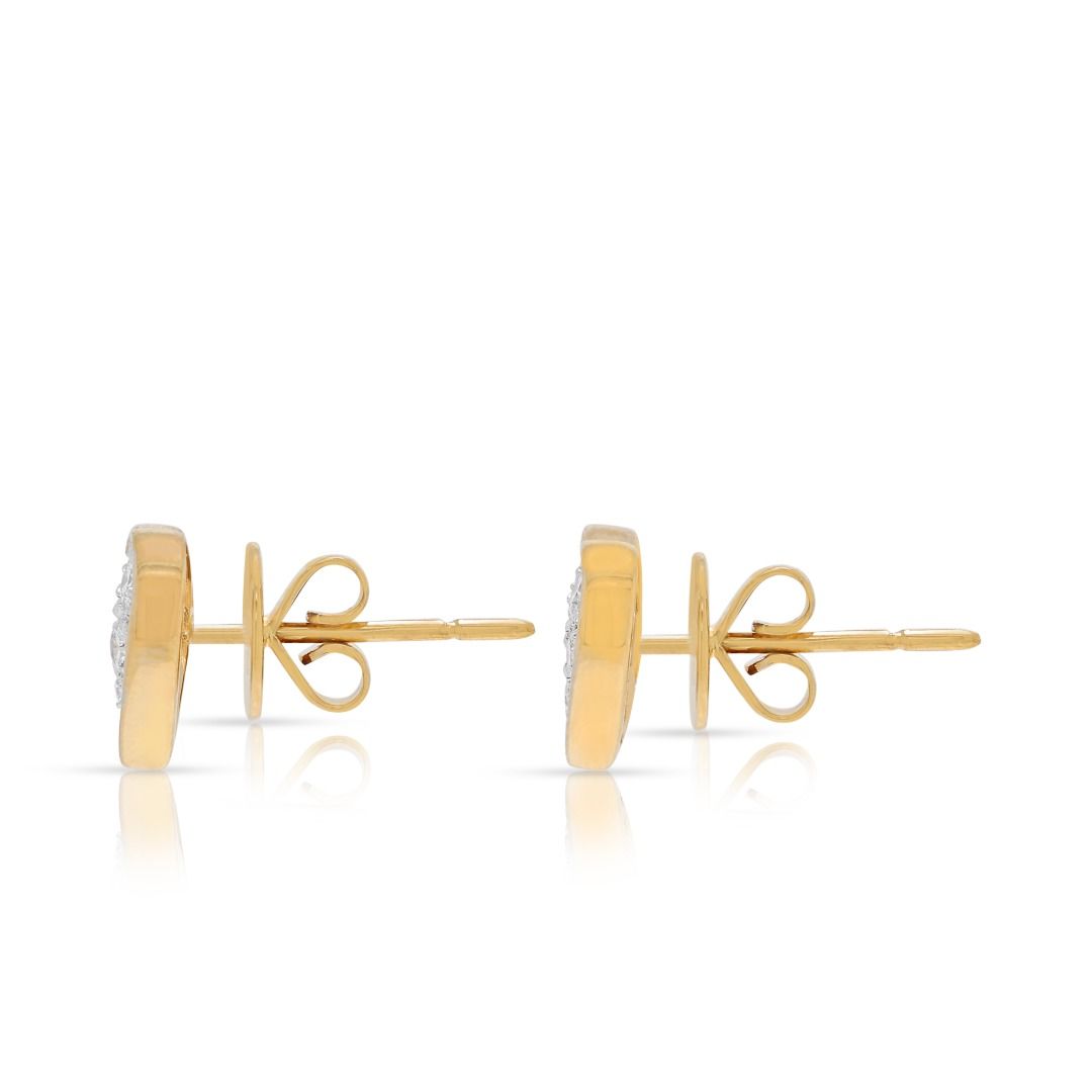 Romantische 0,25 ct natürliche Diamant-Rundschliff-Herzohrstecker aus 18K zweifarbigem Gold