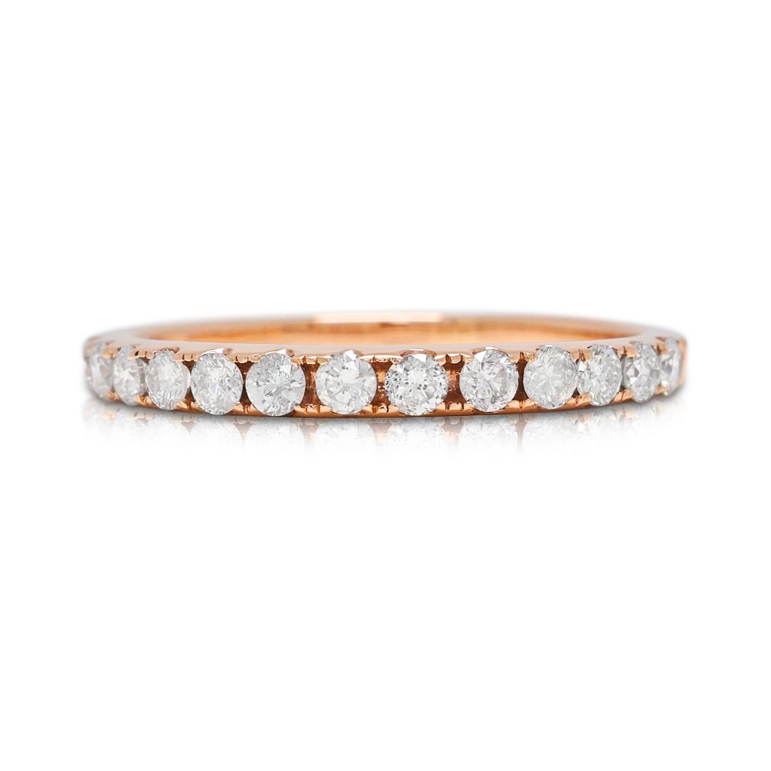 Romantic 0.35ct Natural Diamond Half-Eternity Ring in 18K Rose Gold