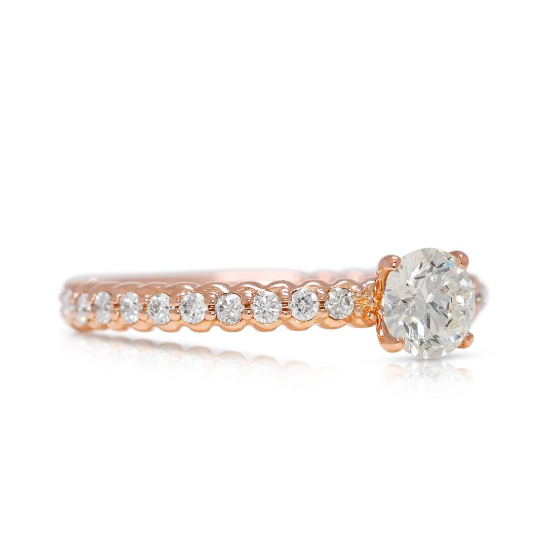 Romantic 0.41ct Diamond Pave Ring in 18K Rose Gold – GIA Certified