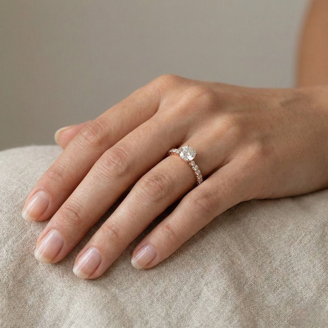 Romantic 0.41ct Diamond Pave Ring in 18K Rose Gold – GIA Certified