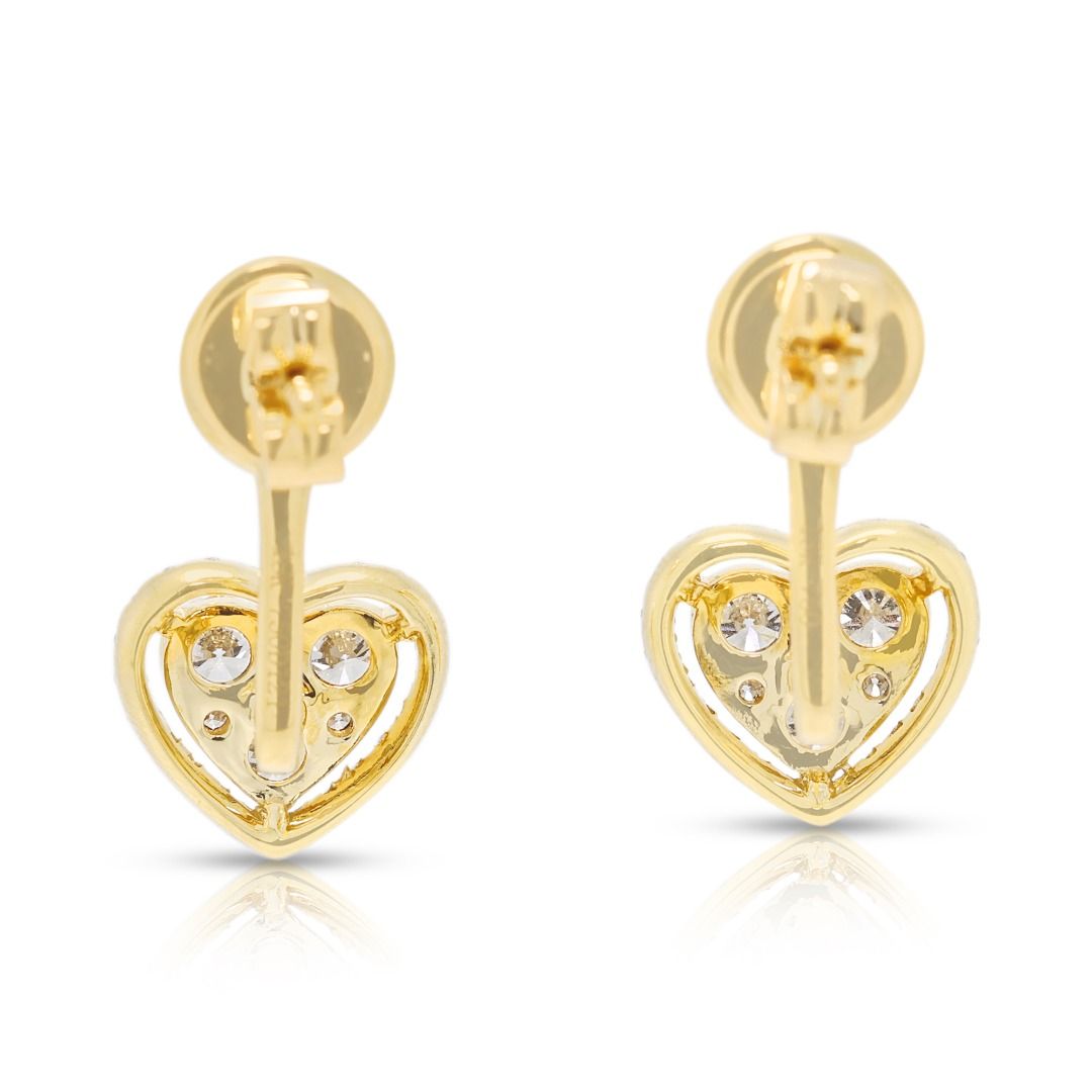 Romantische 0,99 Karat Diamant-Herzohrringe aus 18 Karat Gelbgold