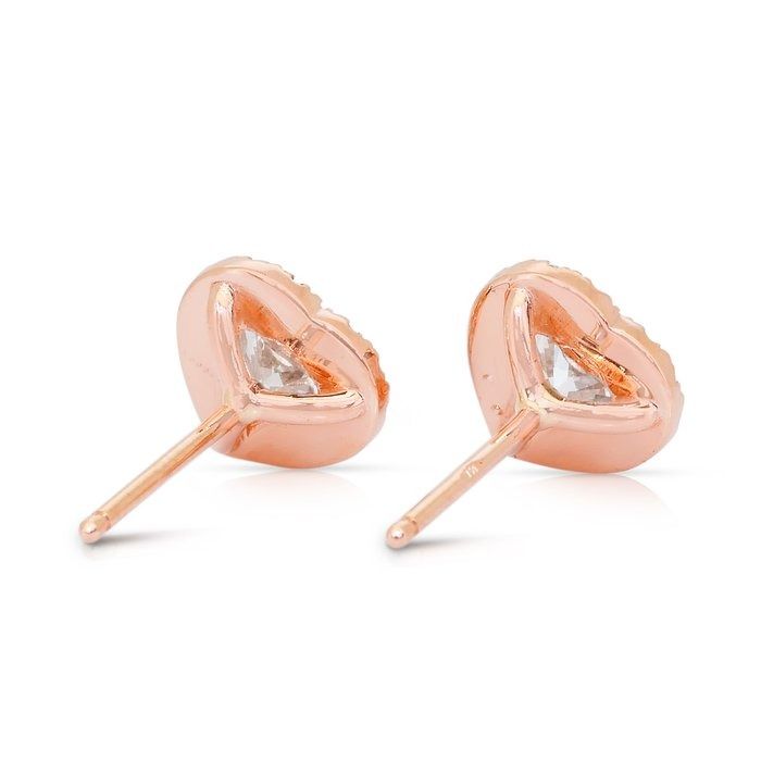 Romantic 1.28ct Diamonds Halo Stud Earrings in 18k Rose Gold - IGI Certified