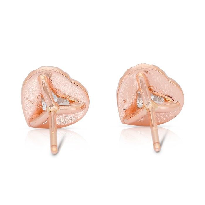 Romantic 1.28ct Diamonds Halo Stud Earrings in 18k Rose Gold - IGI Certified