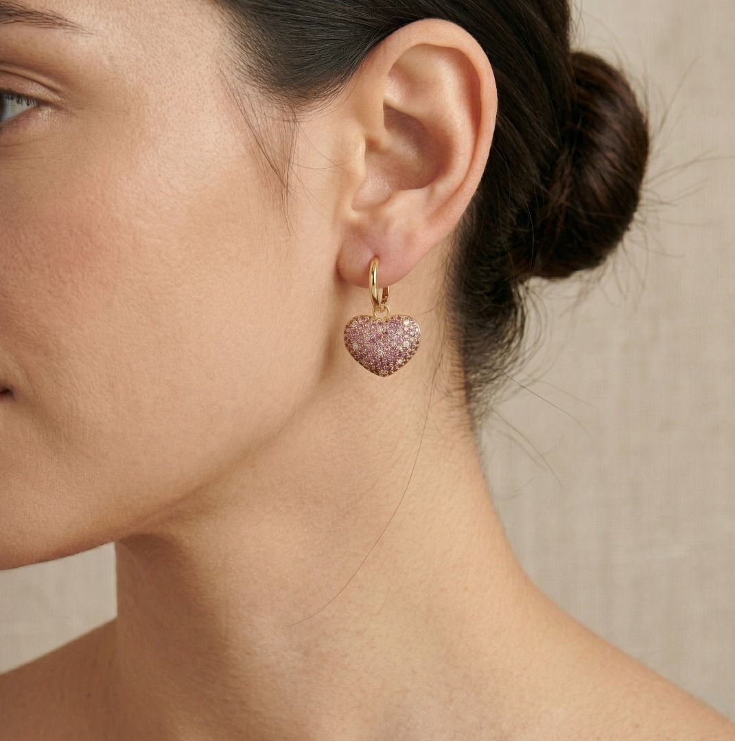 Romantic 1.54ct Pink Sapphire & Diamond Dangling Earrings in 18K Rose Gold