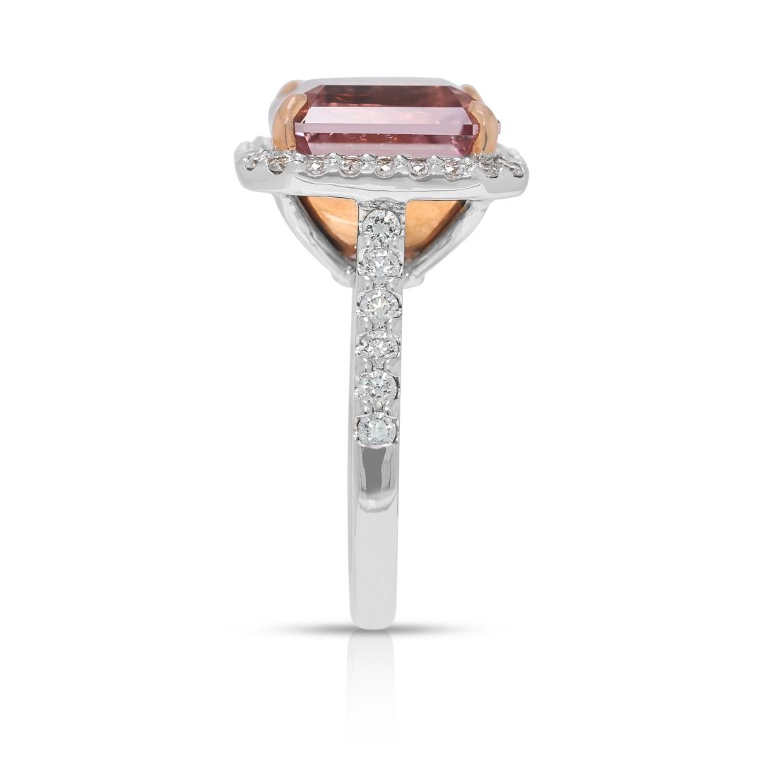 Romantic 9.48ct Morganite & Diamond Pave Halo Ring in 18K White Gold