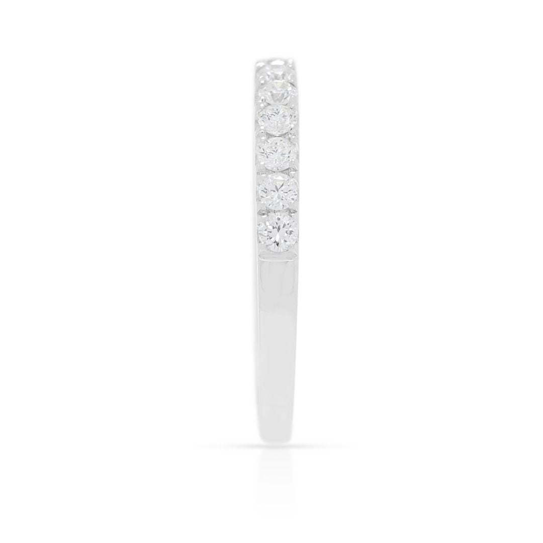Scintillating 0.27ct Natural Diamond Round Brilliant Half-Eternity Band in 18K White Gold