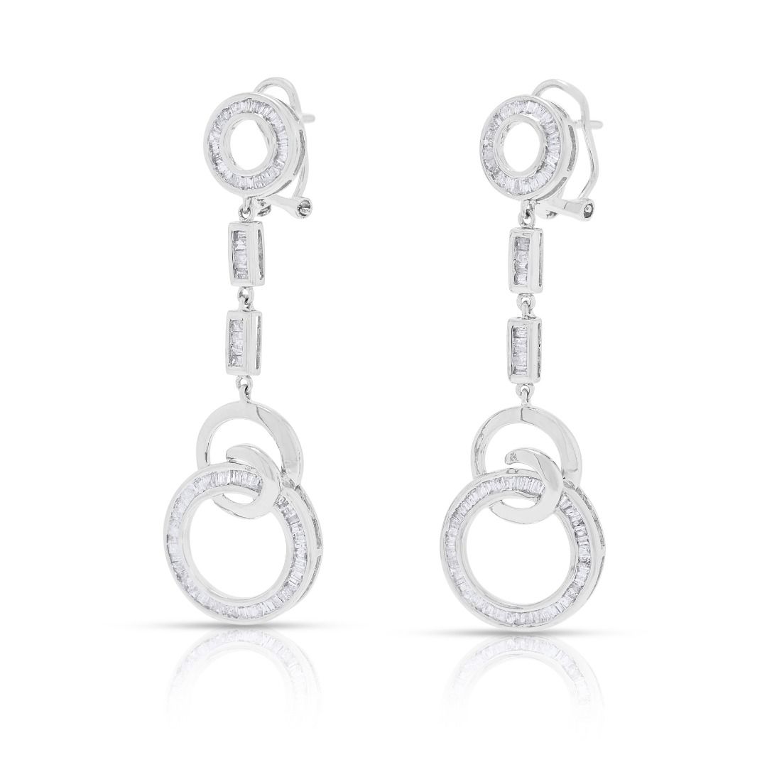 Sculpted 0.79ct Taper Diamond Drop Earrings in 18K White Gold (New-unworn)