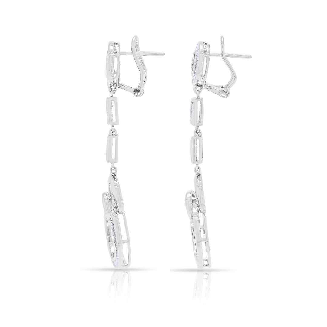 Sculpted 0.79ct Taper Diamond Drop Earrings in 18K White Gold (New-unworn)