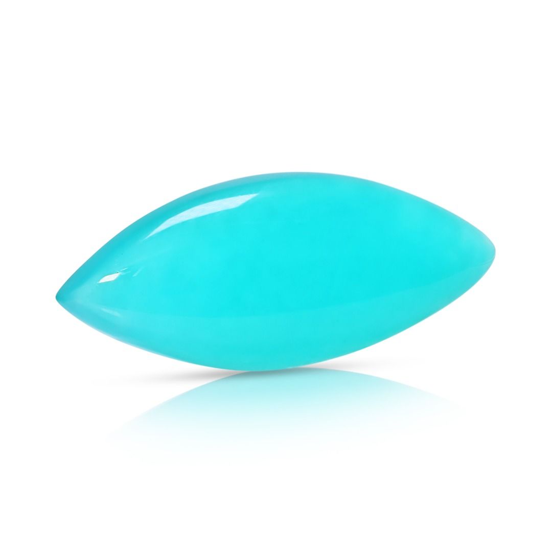 Serene 4.38ct Natural Blue Chalcedony Marquise Cabochon - NGI Certified