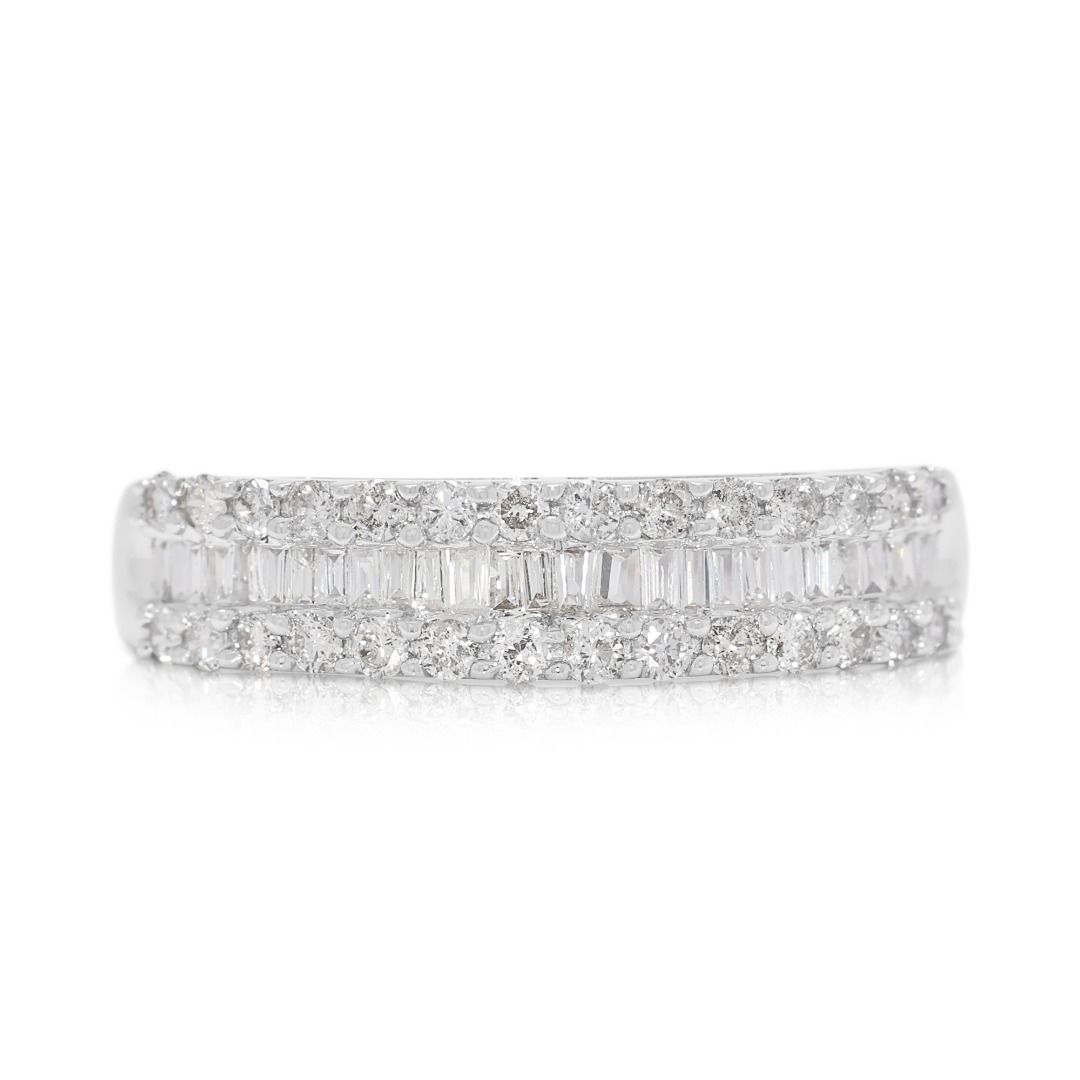 Sleek 0.49ct Diamond Band Ring in 18K White Gold (New)