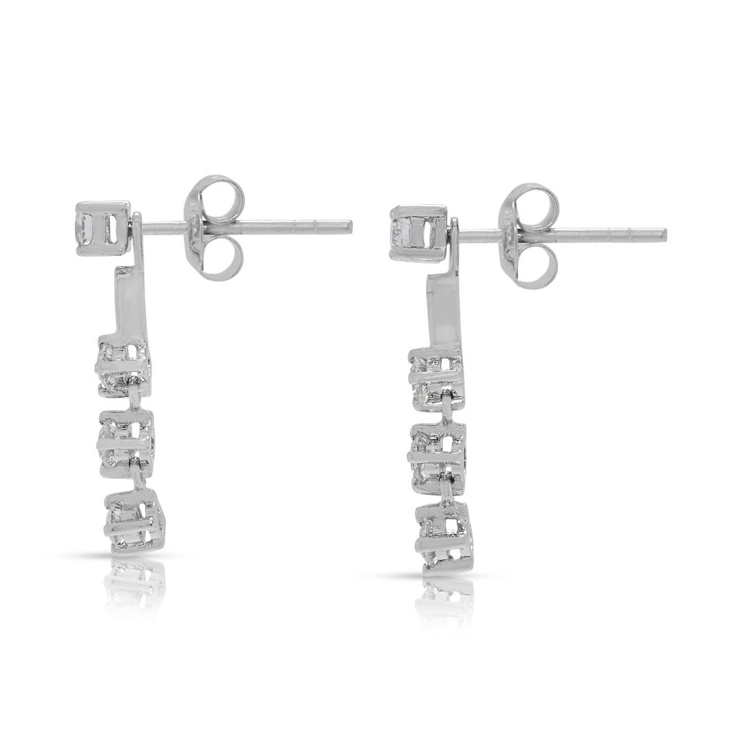 Sleek 0.58ct Gold Heart Celestial Diamond Drop Earrings in 18K White Gold