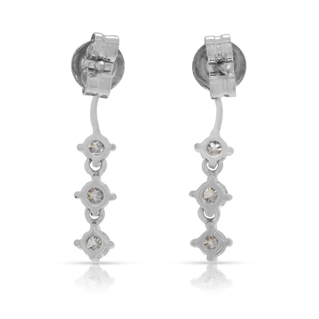 Sleek 0.58ct Gold Heart Celestial Diamond Drop Earrings in 18K White Gold