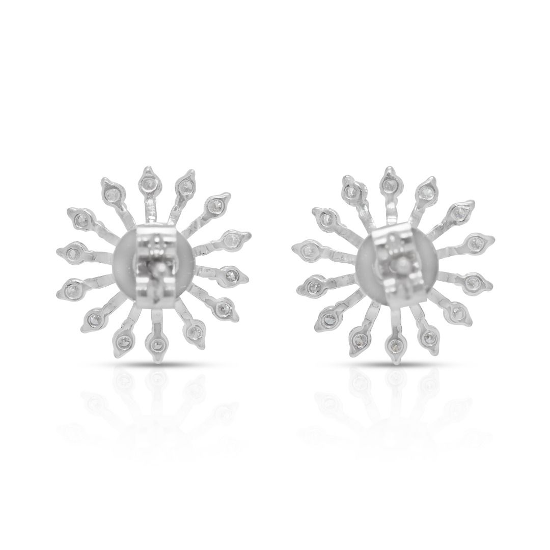 Sleek 0.64ct Natural Diamond 18K White Gold Stud Earrings