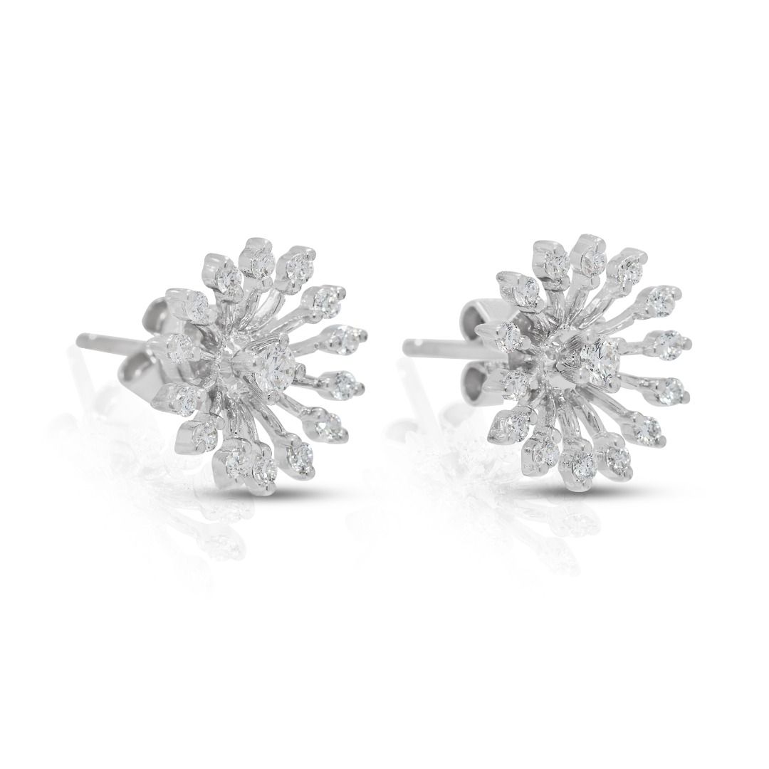 Sleek 0.64ct Natural Diamond 18K White Gold Stud Earrings