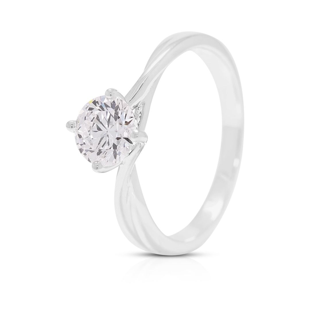 Sleek 0.73ct Lab Diamond Solitaire Ring in 18K White Gold - IGI Certified