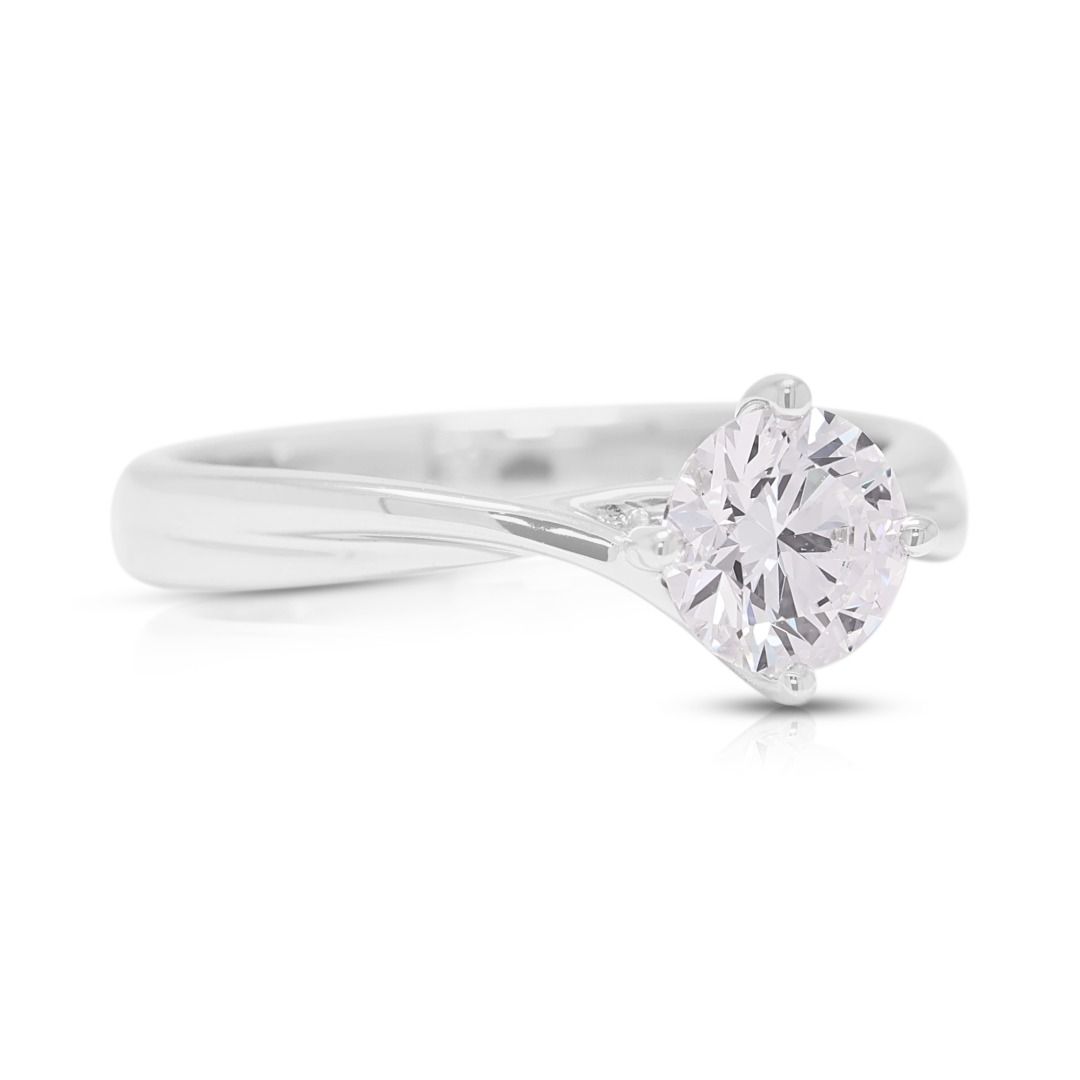 Sleek 0.73ct Lab Diamond Solitaire Ring in 18K White Gold - IGI Certified