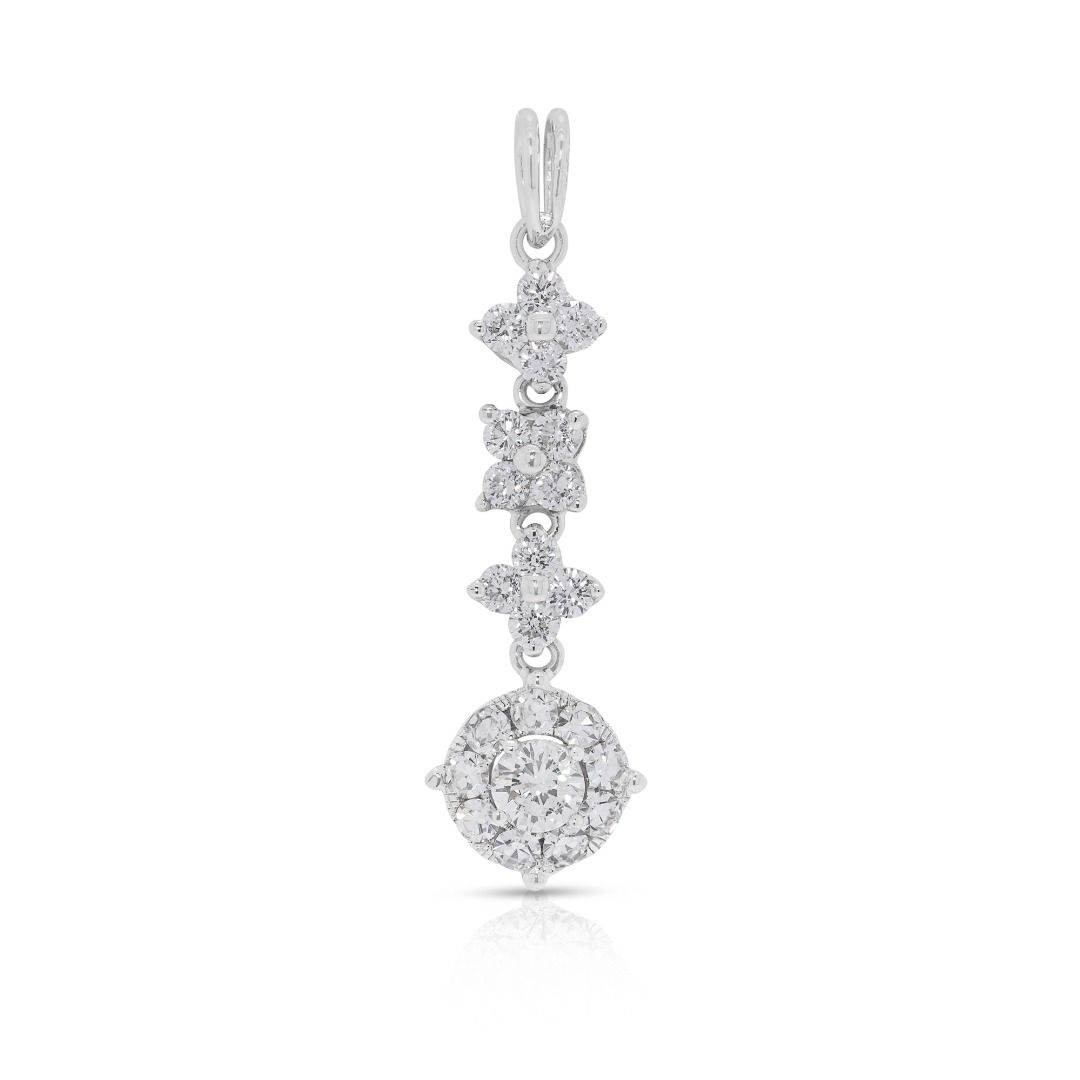 Sleek 0.88ct Natural Diamond Drop 18K White Gold Pendant