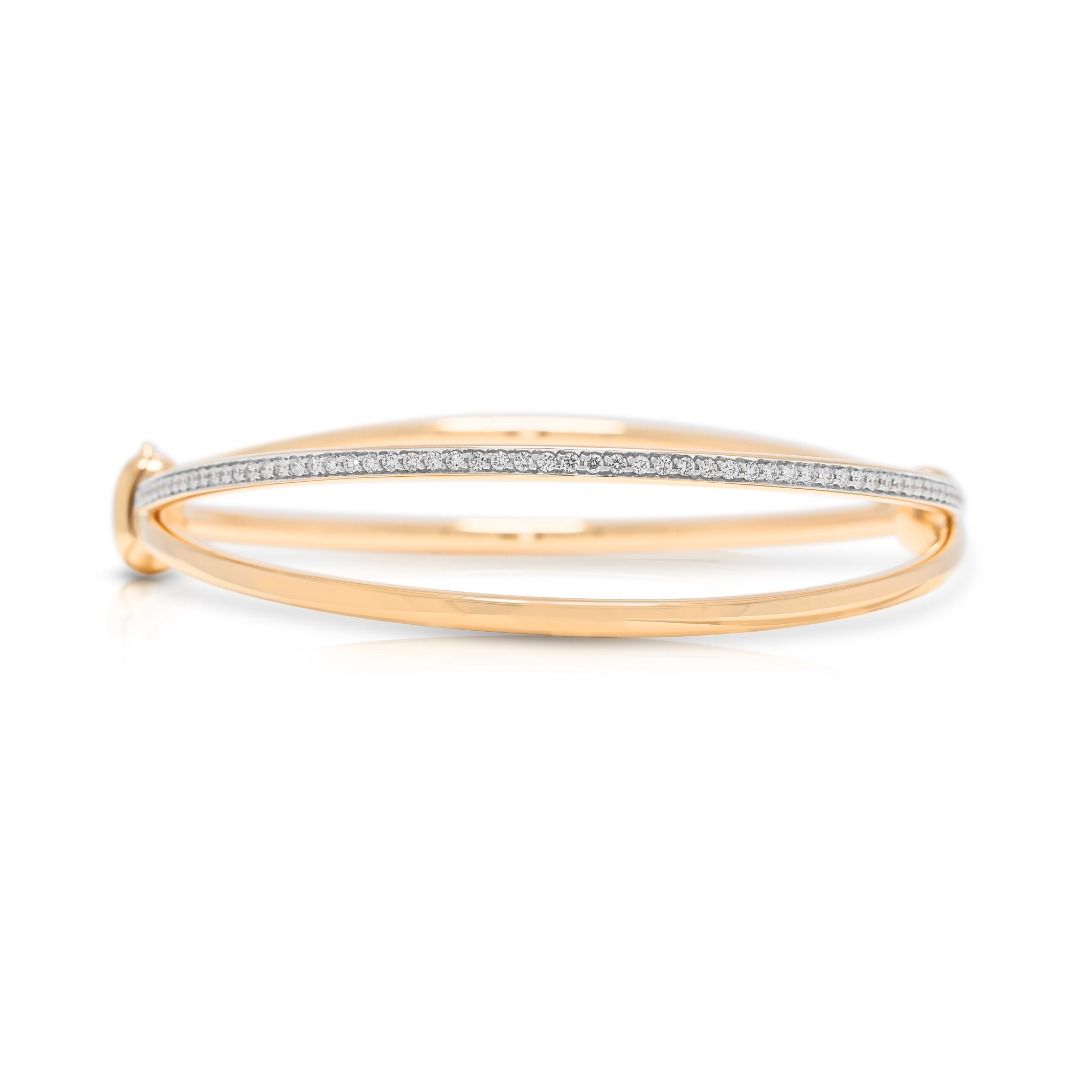 Sleek 0.90ct Diamond Pomellato Together Bangle in 18K Two-Tone Gold (New) With Box and Certificate