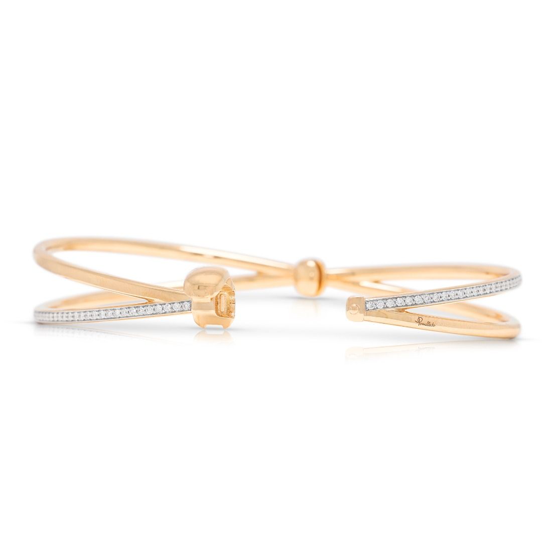 Sleek 0.90ct Diamond Pomellato Together Bangle in 18K Two-Tone Gold (New) With Box and Certificate