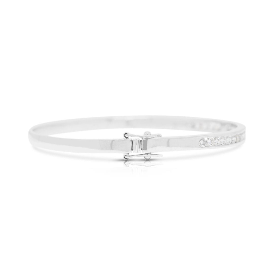 Sleek 0.90ct Diamonds Channel-Set Bangle in 18K White Gold