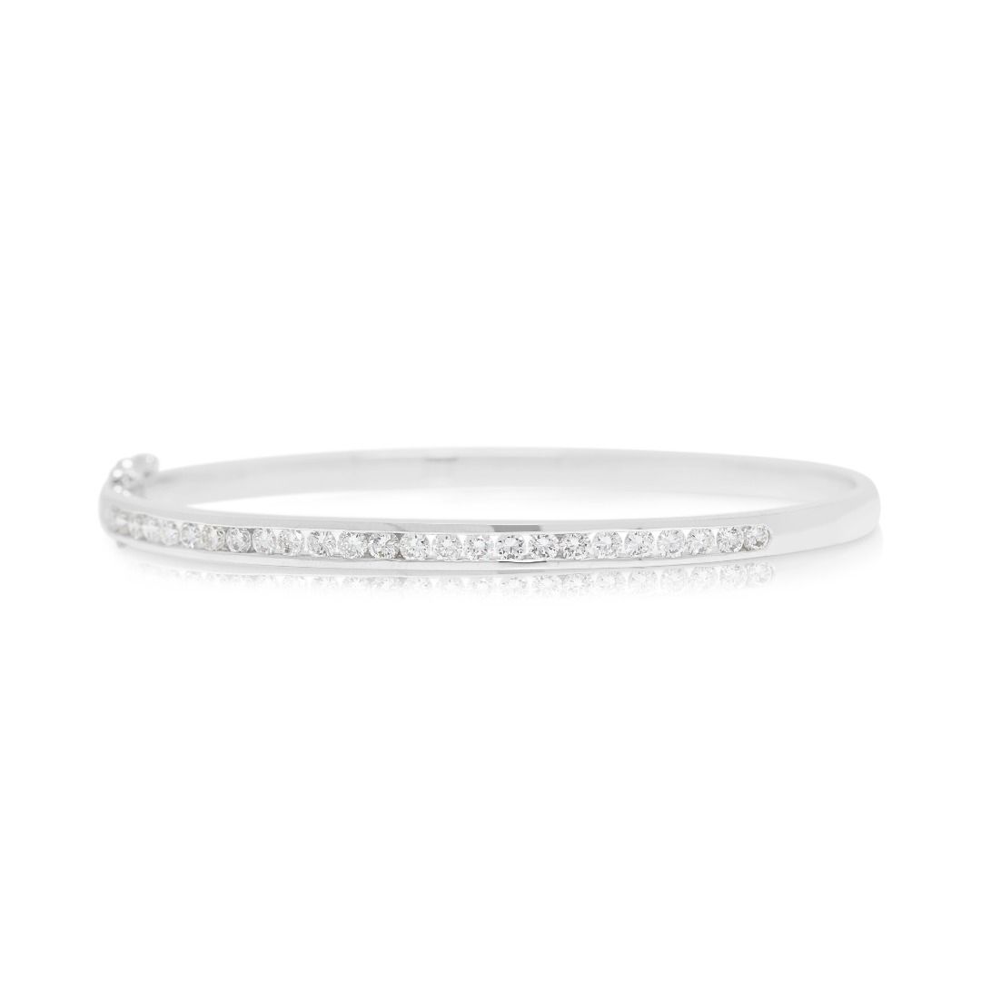 Sleek 0.90ct Diamonds Channel-Set Bangle in 18K White Gold