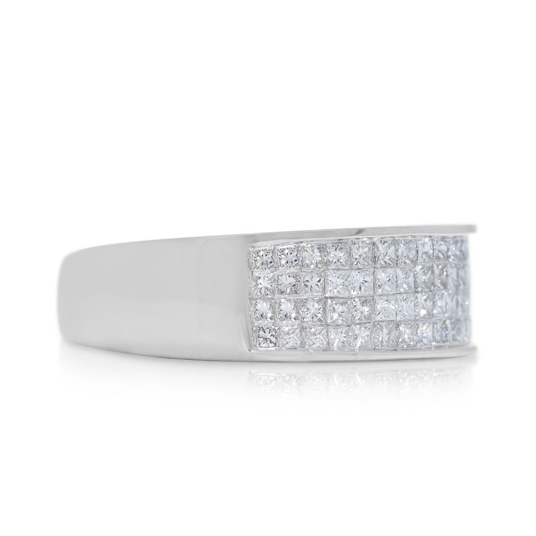 Sleek 0.95ct Princess-Cut Diamond Band in 18K White Gold