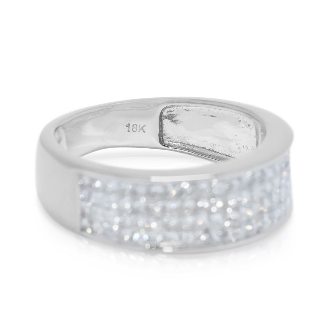 Sleek 0.95ct Princess-Cut Diamond Band in 18K White Gold