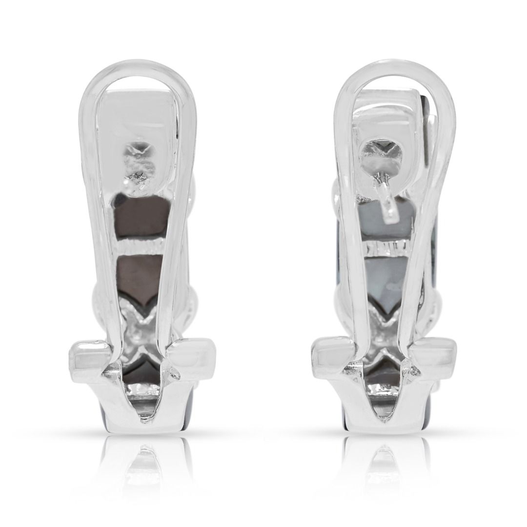 Sophisticated 0.12ct Diamond & Mother of Pearl Earrings in 18K White Gold