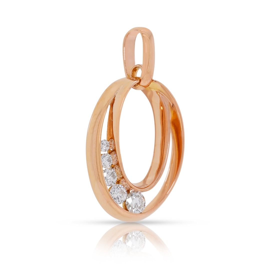 Sophisticated 0.28ct Natural Diamond 18k Rose Gold Designer Pendant by Poh Heng