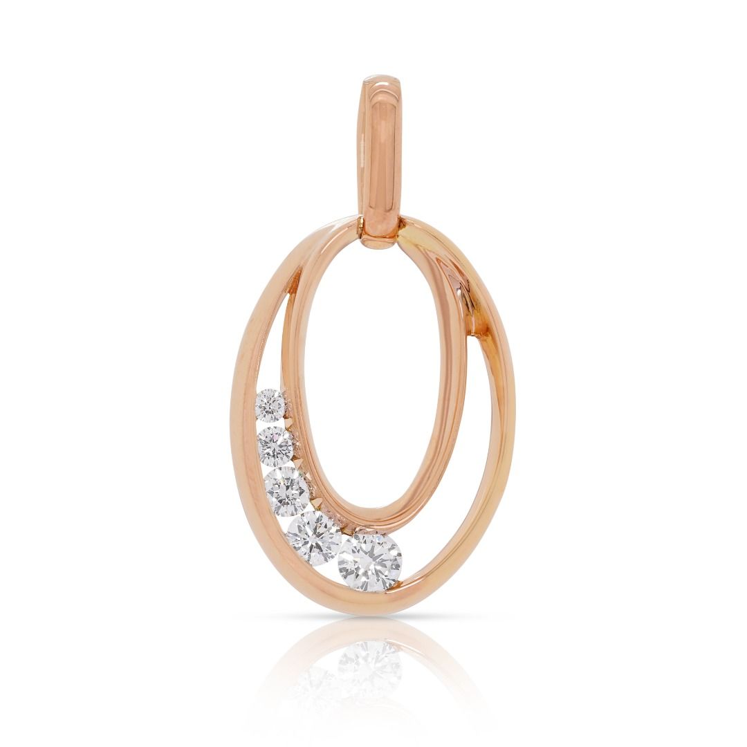 Sophisticated 0.28ct Natural Diamond 18k Rose Gold Designer Pendant by Poh Heng