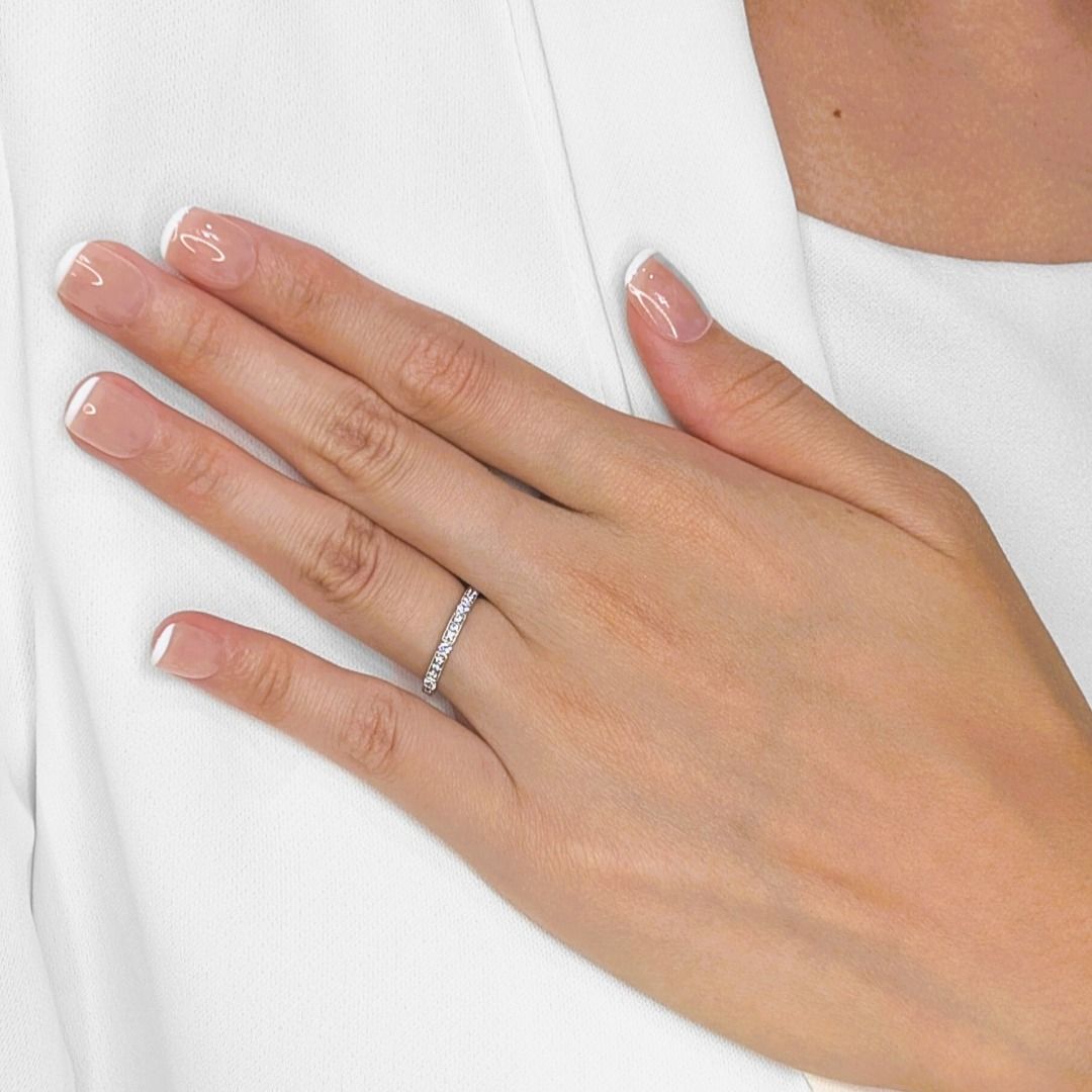 Sophisticated 0.3ct Half Eternity Natural Diamond Ring in 18K White Gold