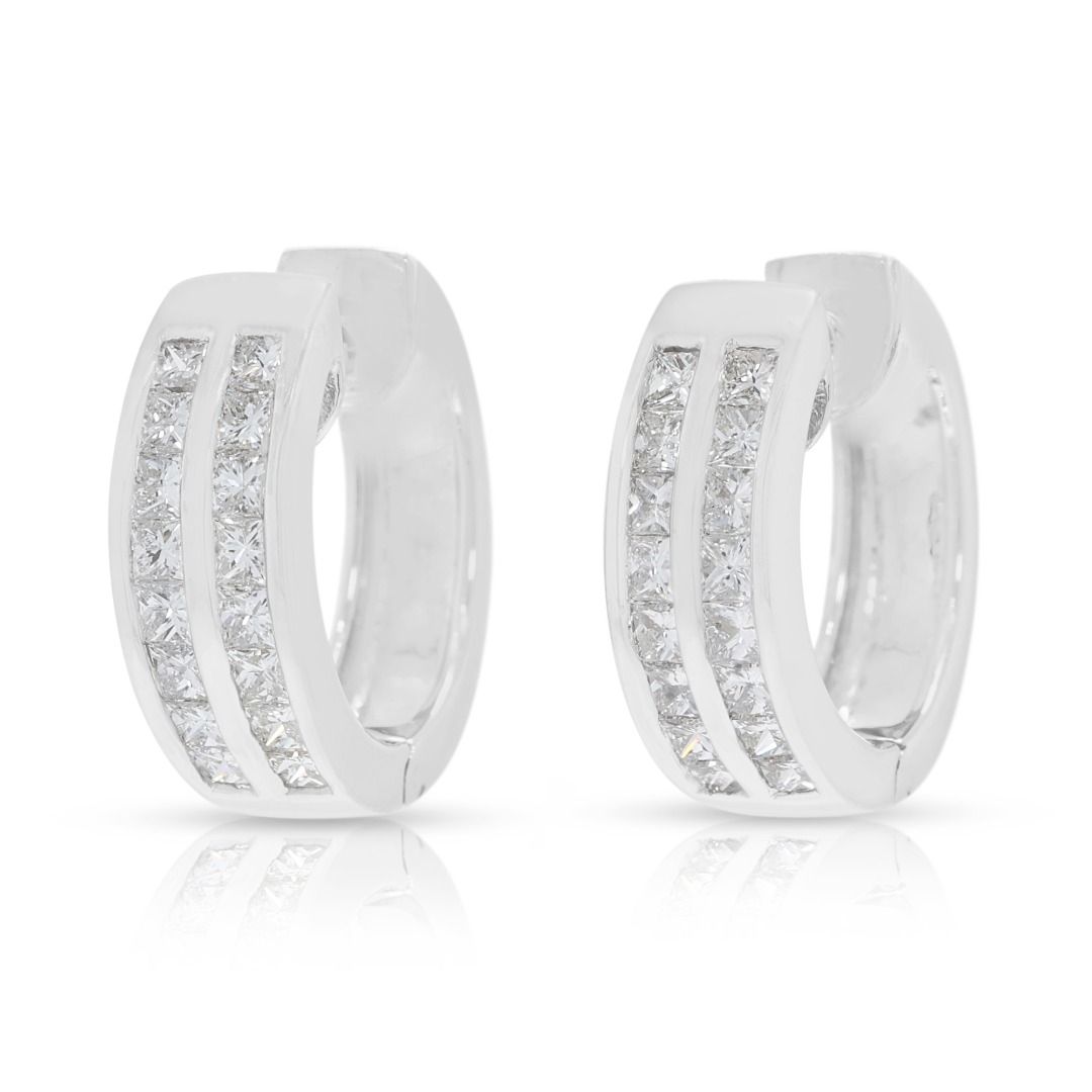 Sophisticated 0.48ct Princess-Cut Diamond Hoops in 18K White Gold