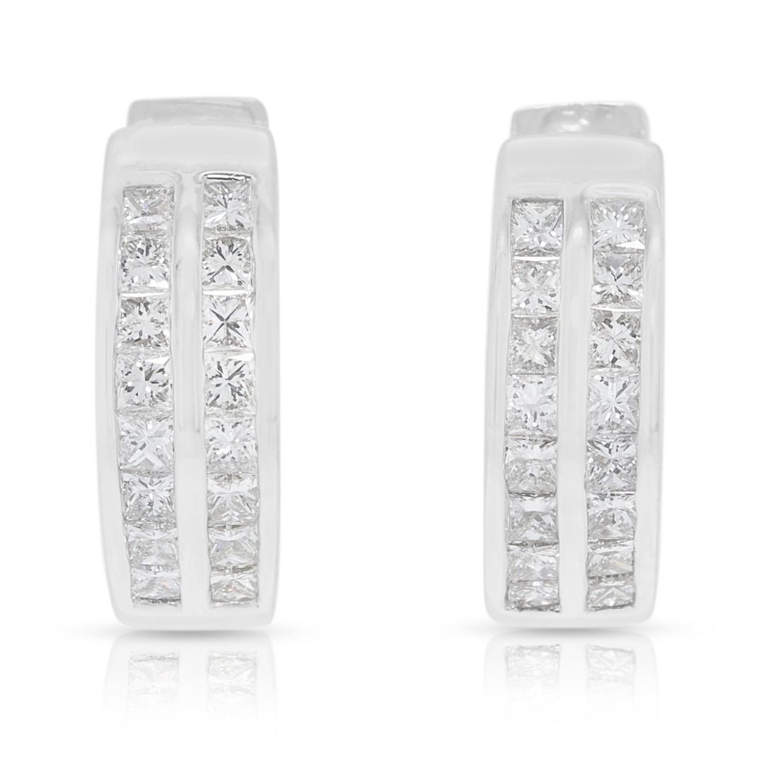Sophisticated 0.48ct Princess-Cut Diamond Hoops in 18K White Gold