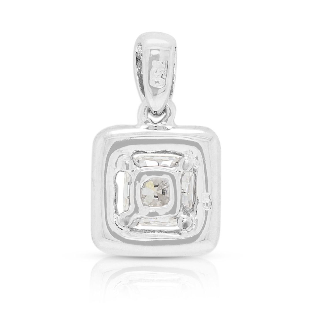 Sophisticated 0.56ct Diamond Halo Pendant in 18K White Gold