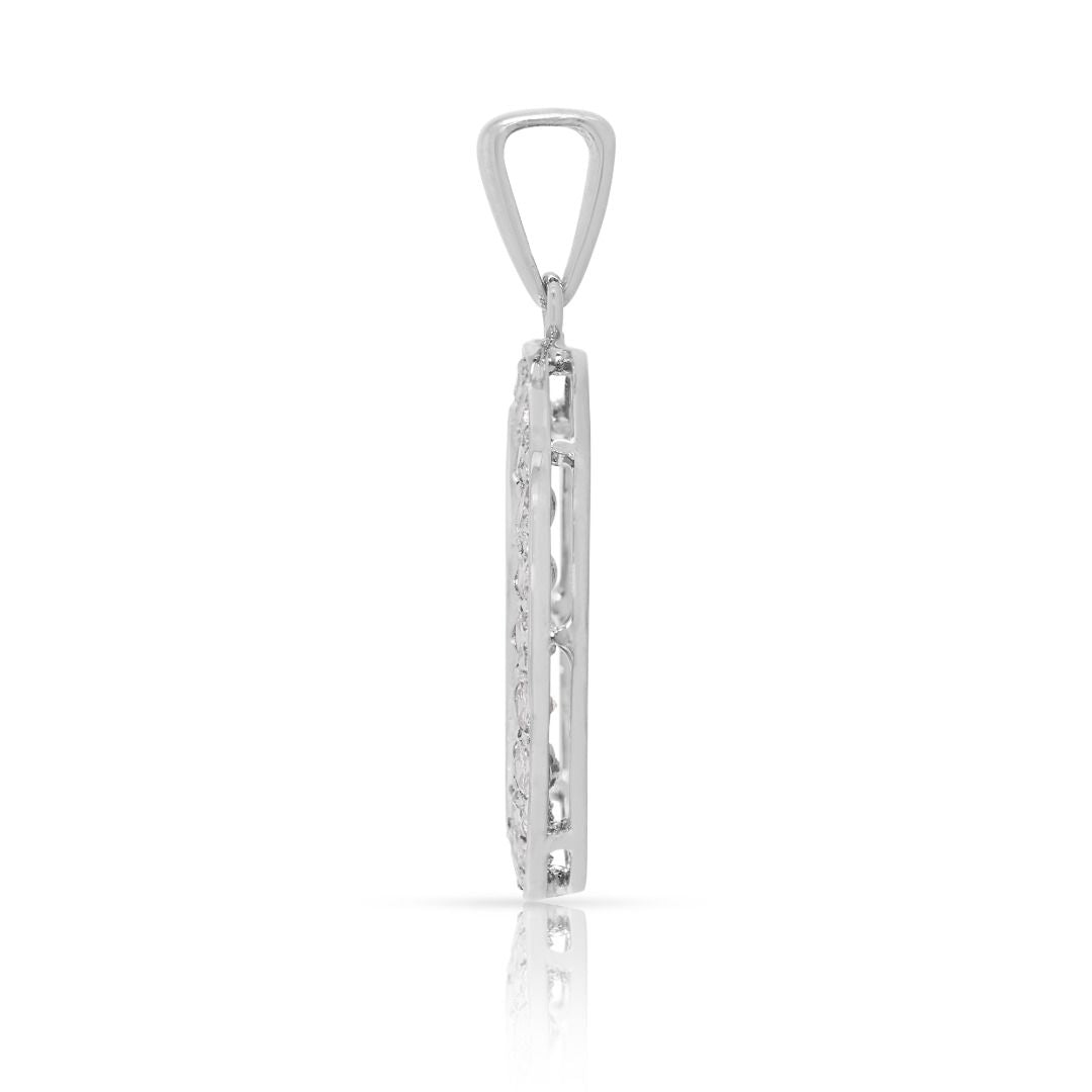 Sophisticated 0.72ct Natural Diamond 18k White Gold Circular Pendant