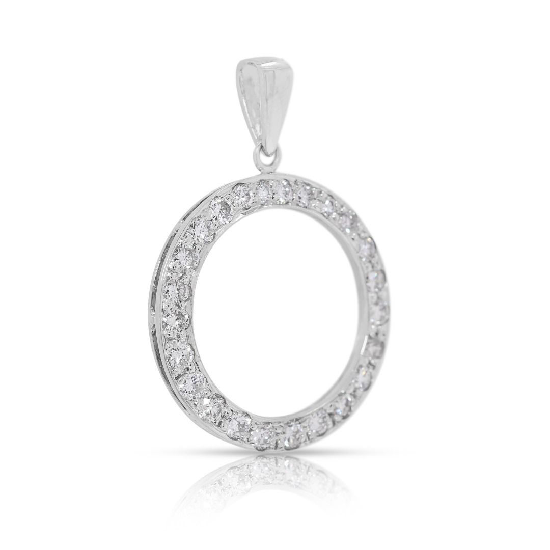 Sophisticated 0.72ct Natural Diamond 18k White Gold Circular Pendant