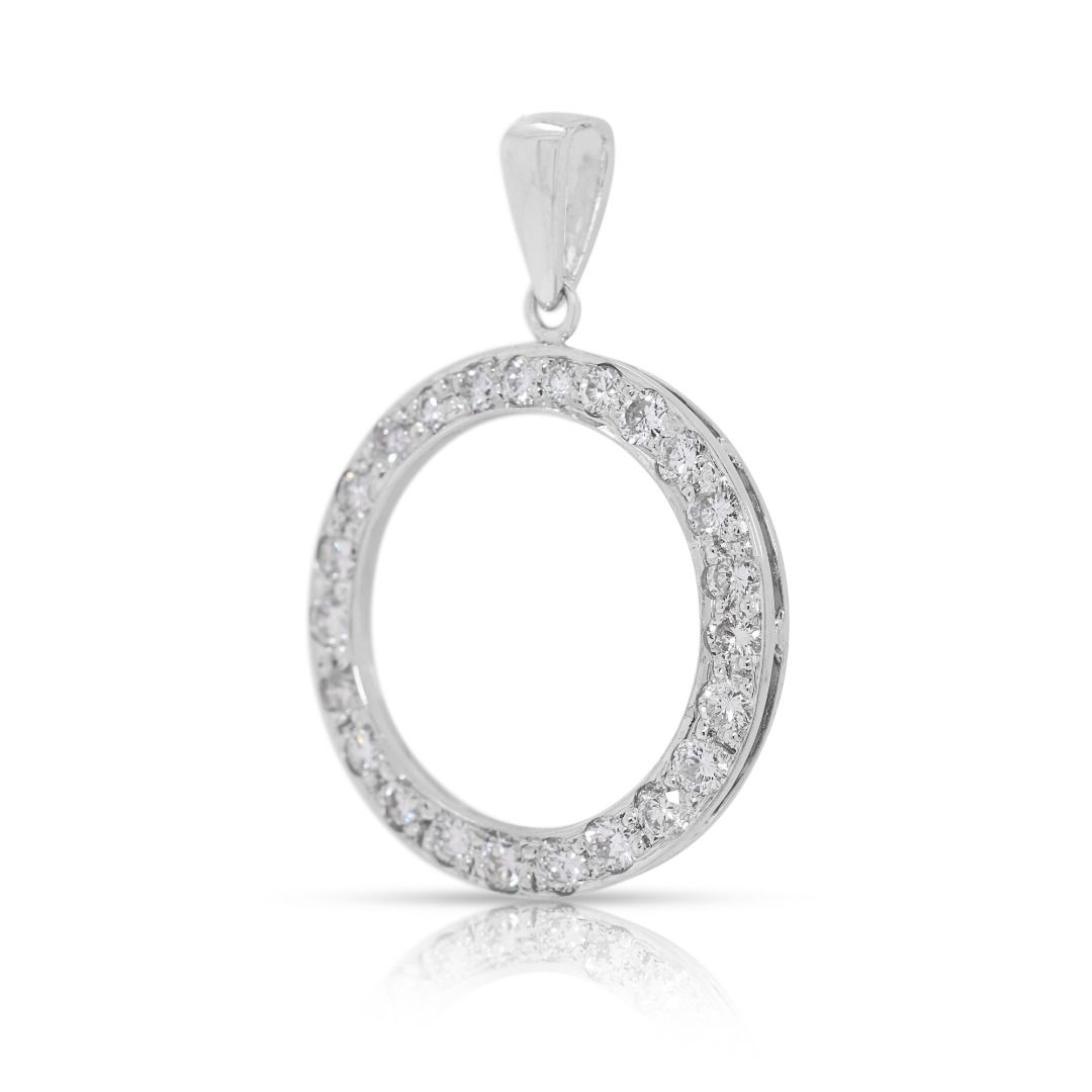 Sophisticated 0.72ct Natural Diamond 18k White Gold Circular Pendant