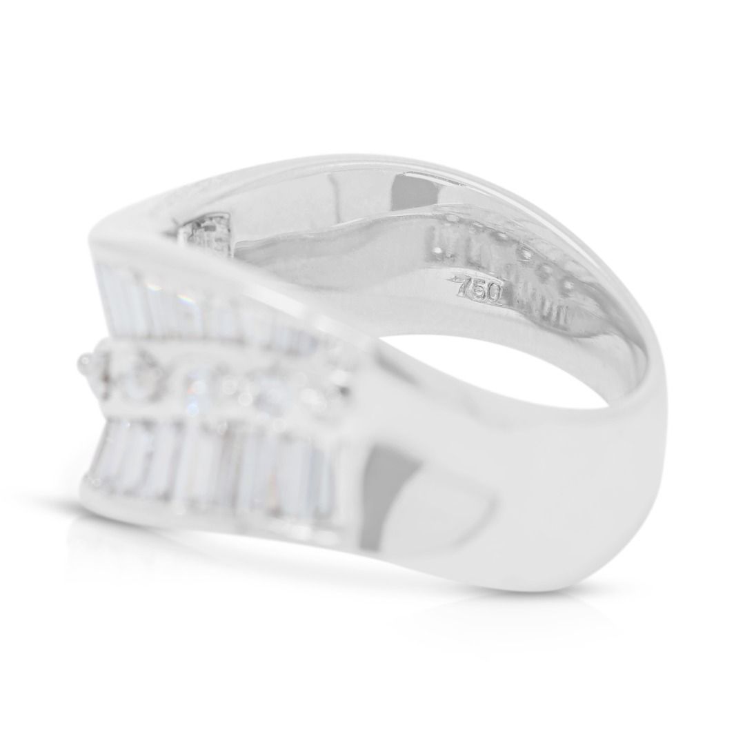Sophisticated 0.82ct Natural Diamond Wave Band in 18K White Gold