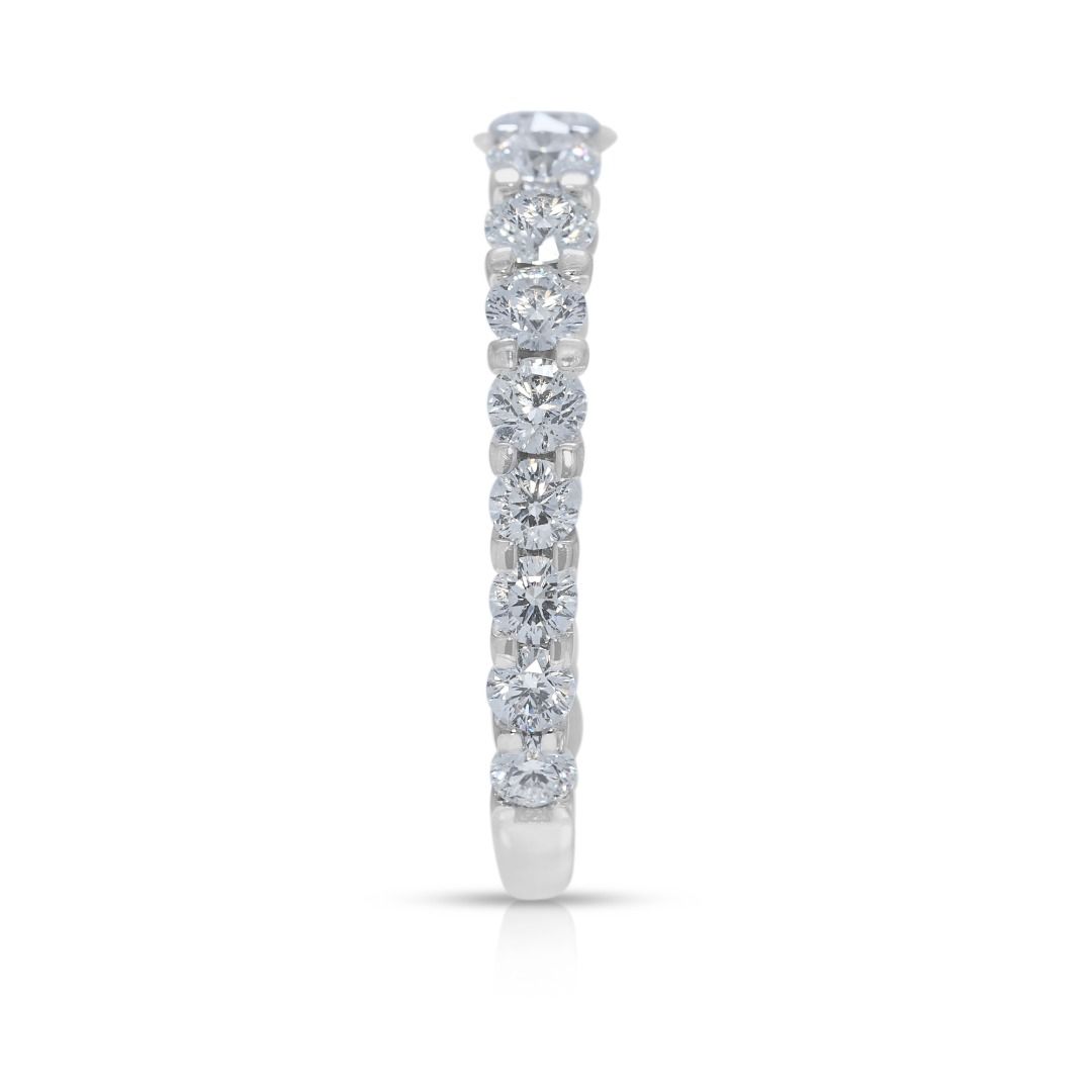 Sophisticated 1.00ct Natural Diamond Half-Eternity 18k White Gold Ring