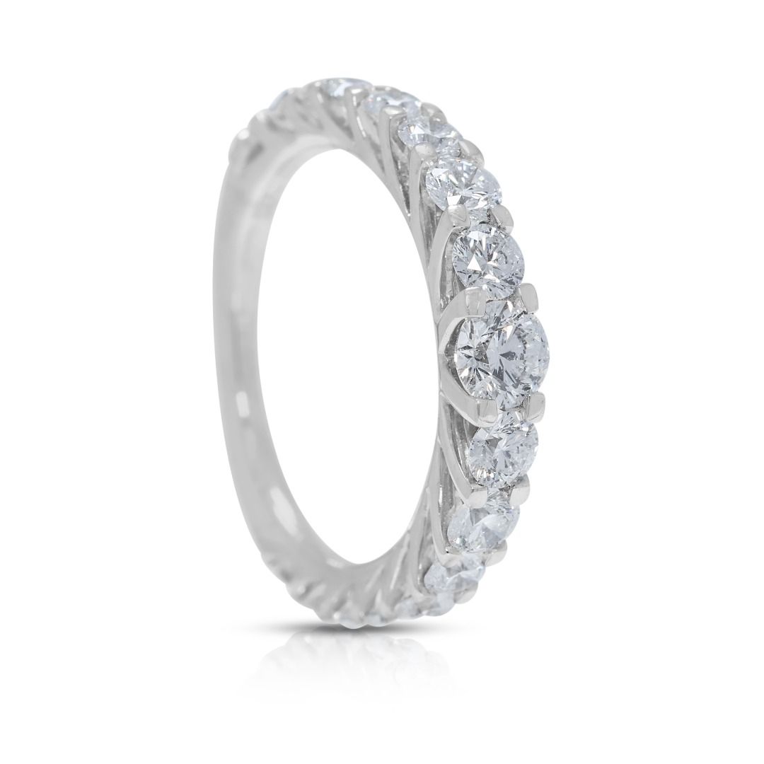 Sophisticated 1.00ct Natural Diamond Half-Eternity 18k White Gold Ring