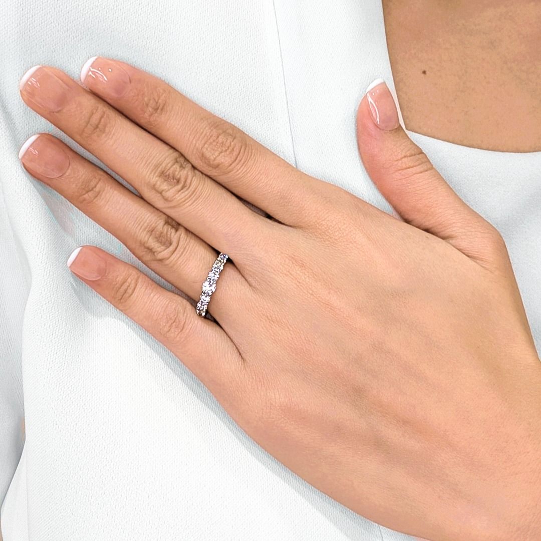 Sophisticated 1.00ct Natural Diamond Half-Eternity 18k White Gold Ring