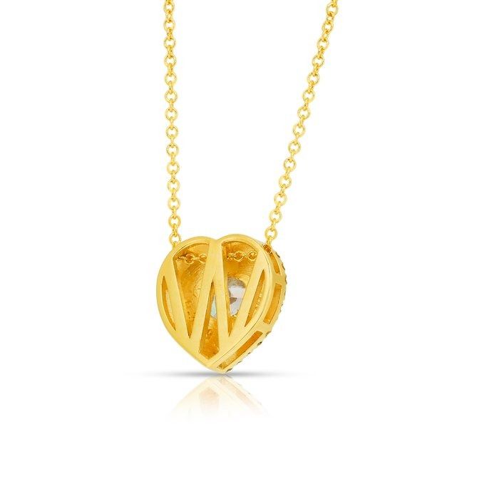 Sophisticated 1.26ct Diamonds Necklace with Heart-Halo Pendant in 18k Yellow Gold - IGI Certified