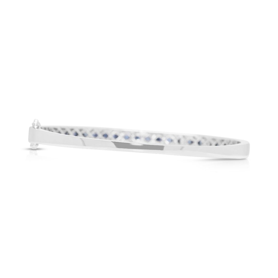 Sophisticated 1.32ct Blue Sapphire and Diamond Infinity Bangle in 18k White Gold