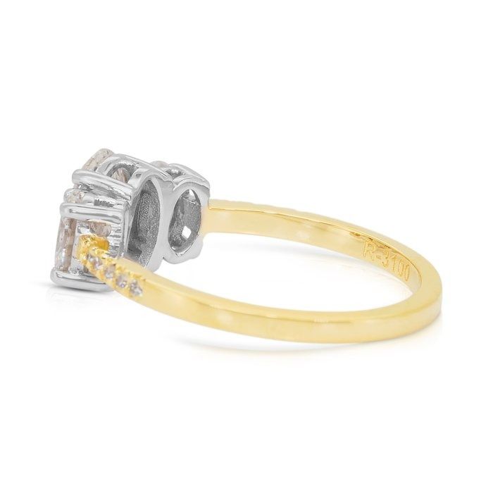 Sophisticated 1.71ct Diamonds 3-Stone Ring in 18k White & Yellow Gold - IGI Certified