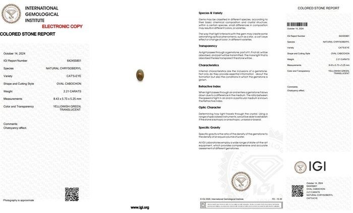 Sophisticated 2.77ct Cat's-Eye Chrysoberyl and Diamonds Cluster Ring in 14k White Gold - IGI Certified