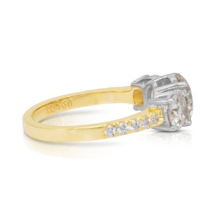 Sophisticated 2.77ct Diamonds 3-Stone Ring in 18k Yellow & White Gold - IGI Certified