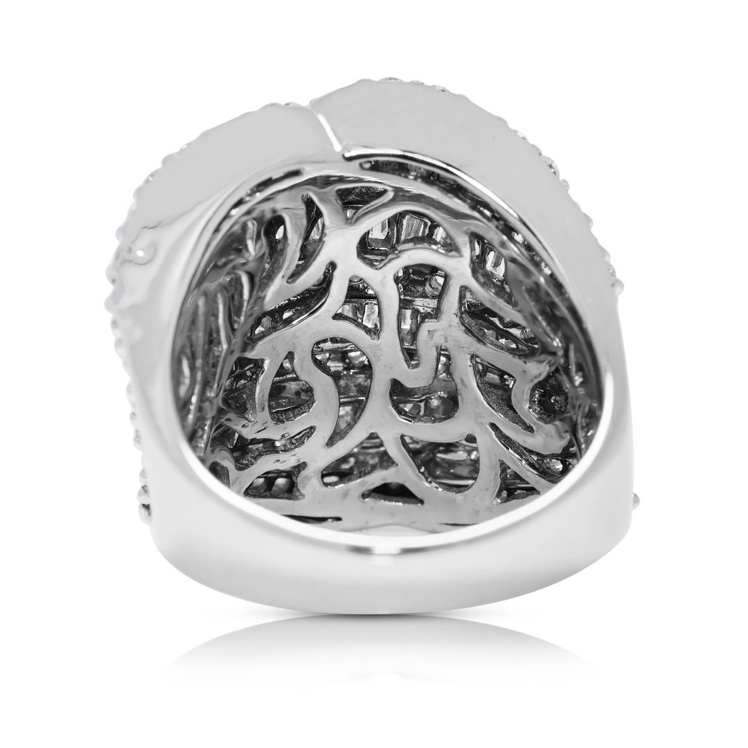 Sophisticated 3.26ct Natural Diamonds Big Ring in 18K White Gold
