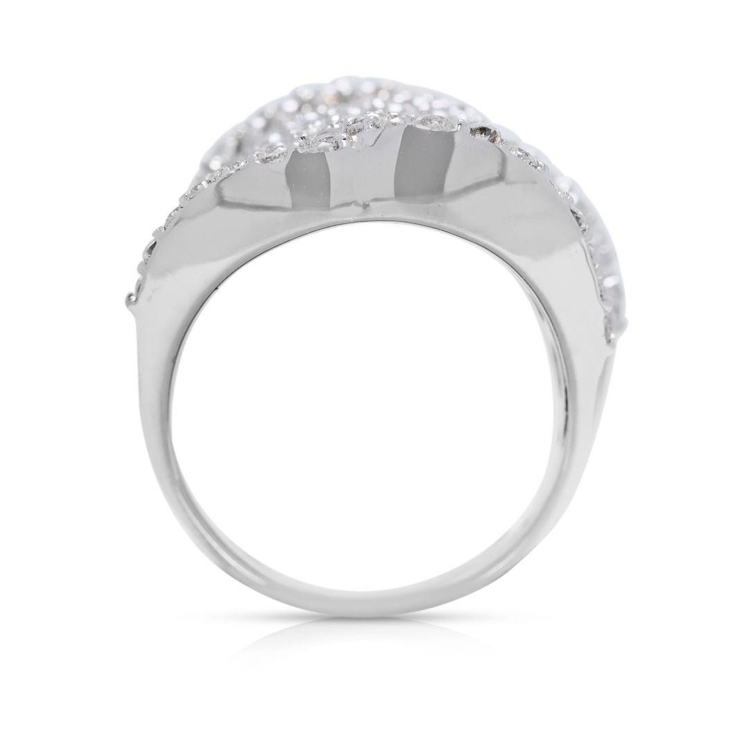 Sophisticated 3.26ct Natural Diamonds Big Ring in 18K White Gold